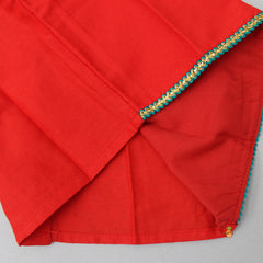 Red Top And Green Dhoti Set
