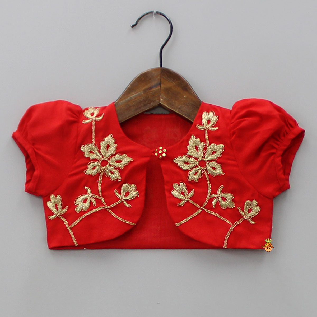 Pre Order: Red Jamna With Embroidered Jacket Set