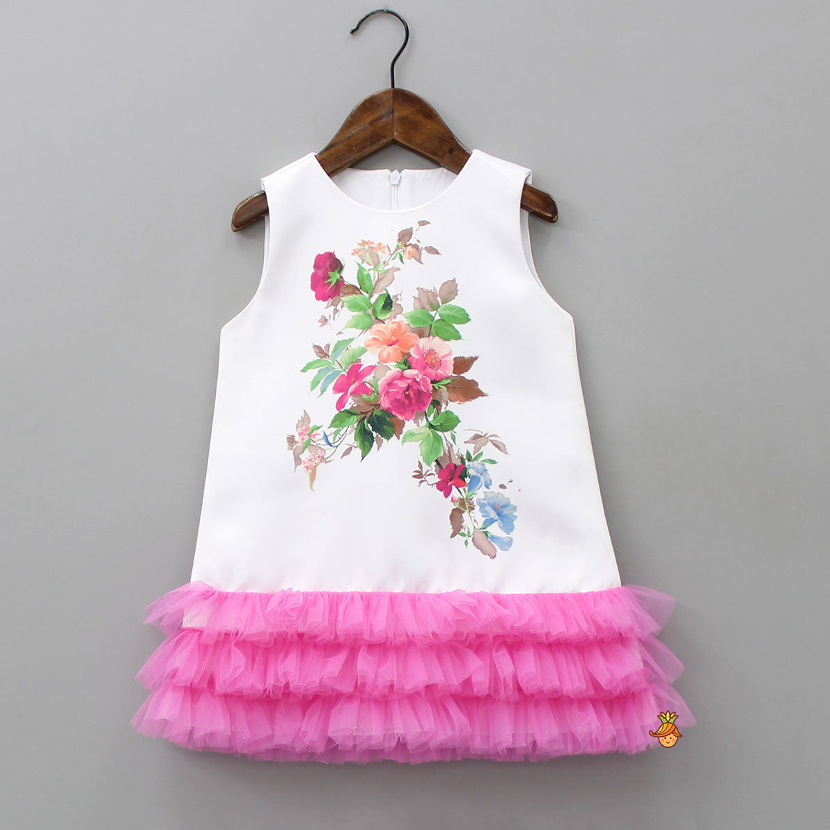 White Multicoloured Floral Print Dress