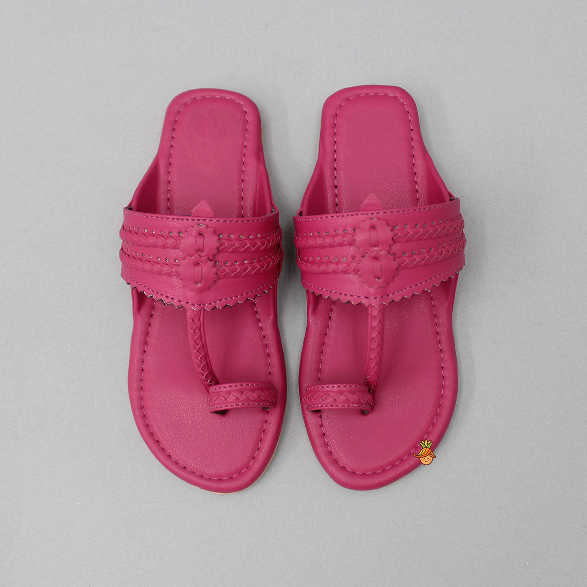 Fuchsia Pink Plain Kolhapuri Flats