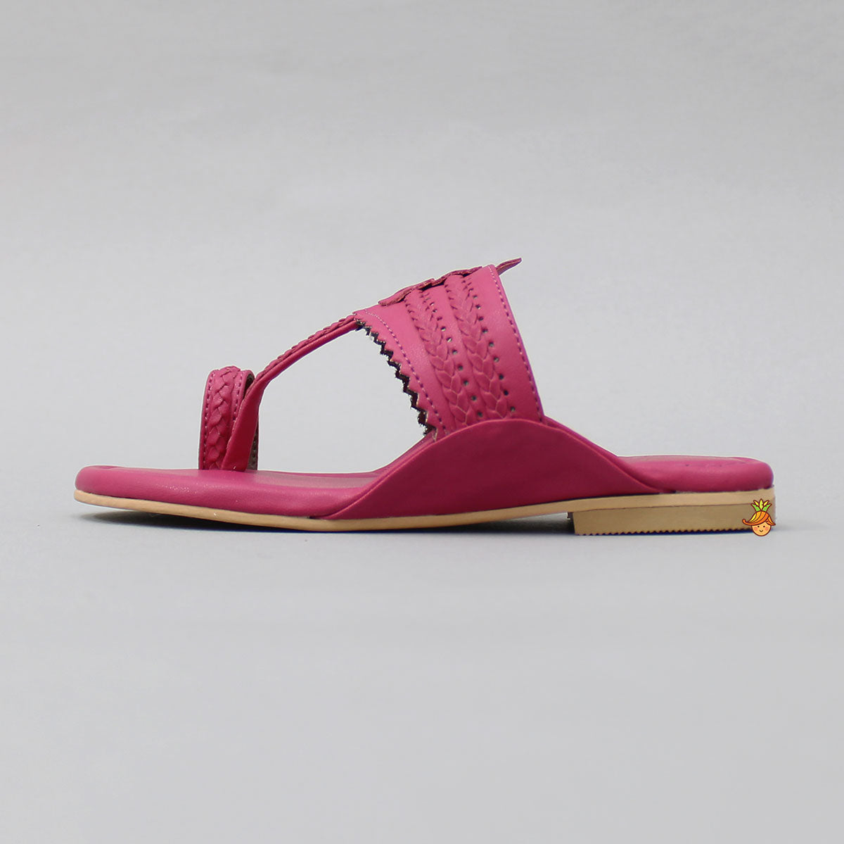 Fuchsia Pink Plain Kolhapuri Flats