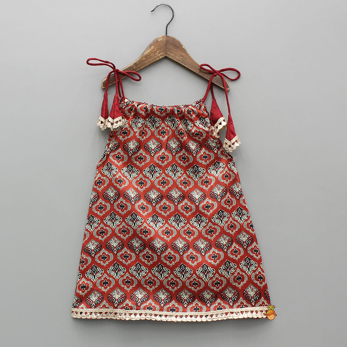 Printed Kurti With Adjustable Neck And Dhoti