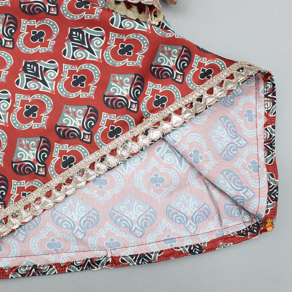 Printed Kurti With Adjustable Neck And Dhoti