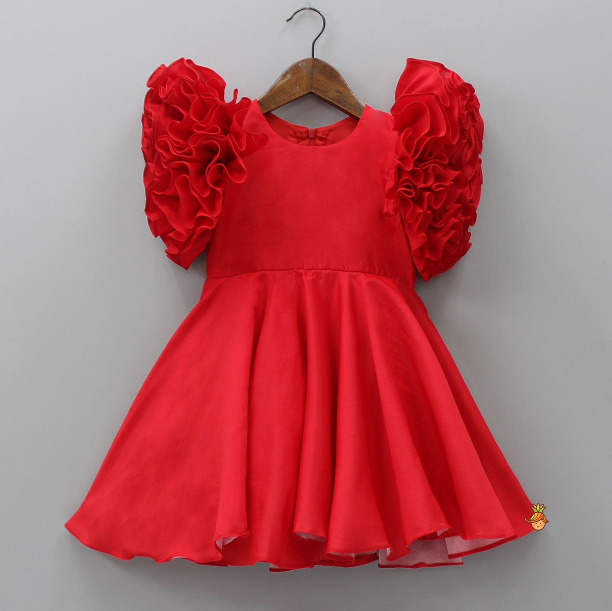 Red Ruffled Sleeves Dress
