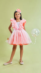 Sequin Work And Net Ruffles Dress With Hair Band