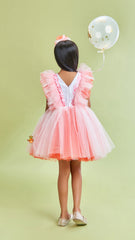 Sequin Work And Net Ruffles Dress With Hair Band