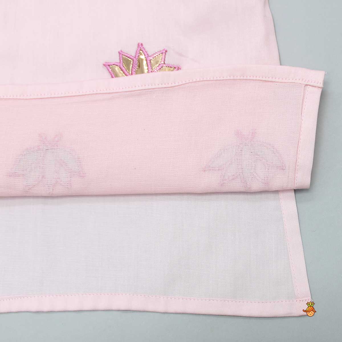 Lotus Patch Embroidered Pink Kurta And Dhoti