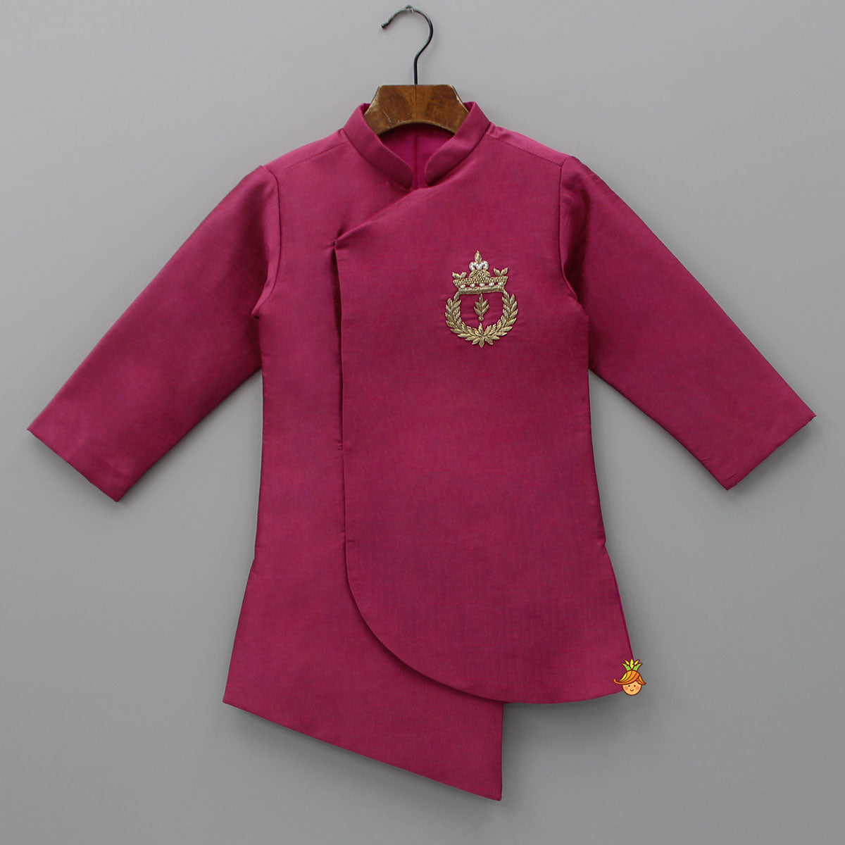 Magenta Asymmetric Kurta With Dhoti