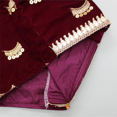 Pre Order: Anarkali With Velvet And Sequin Work Jacket And Churidar