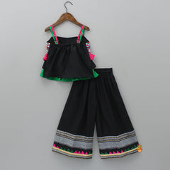 Stylish Frilly Abhla Work Top With Palazzo