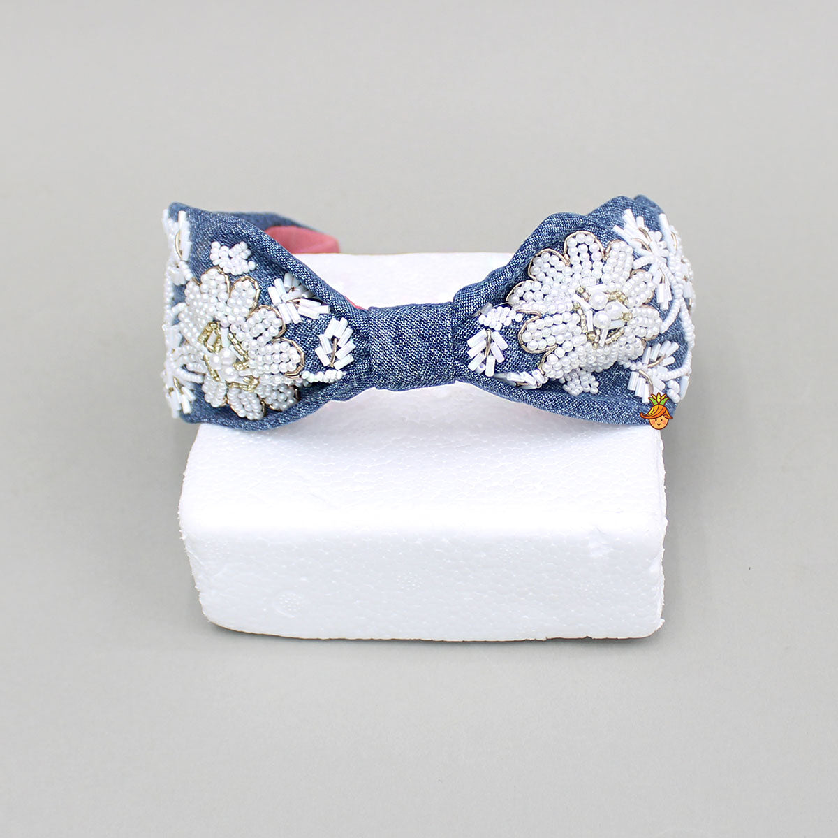 Denim Pearly Embellished Hair Band