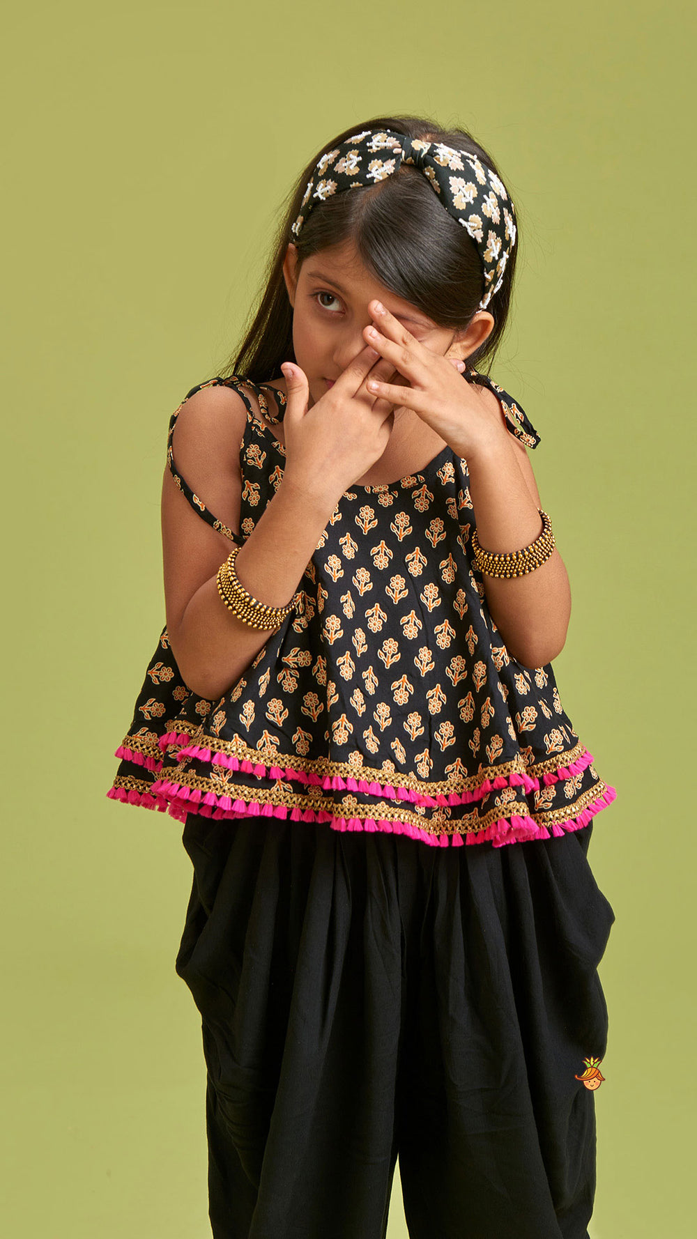 Embroidered Sleeveless Top with Stylish Dhoti Set