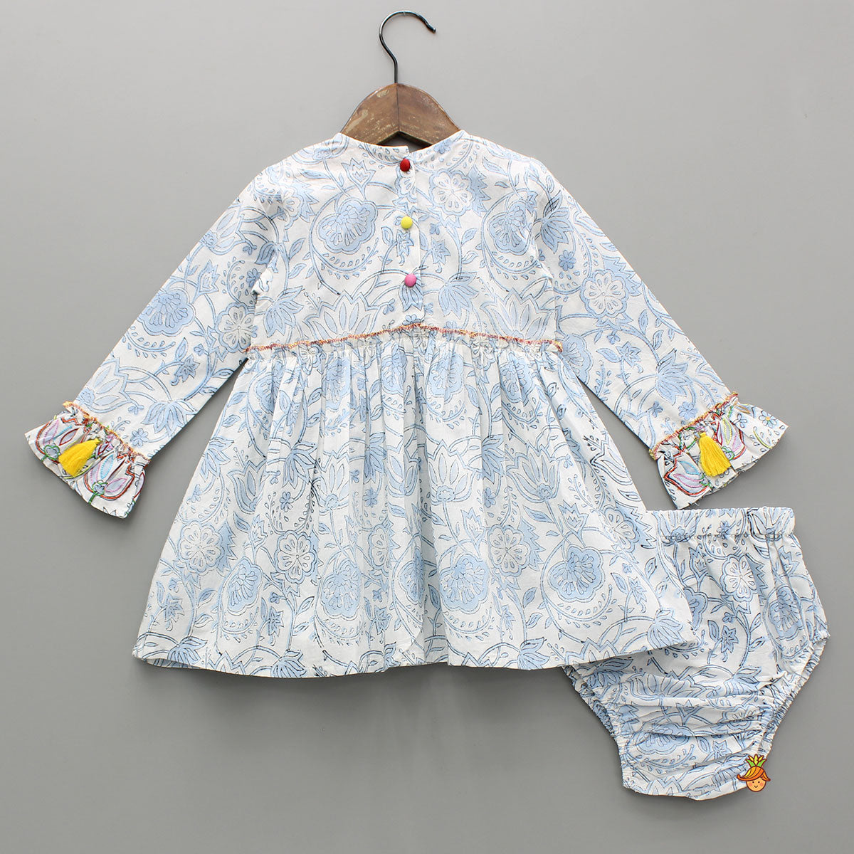Floral Printed Dress With Bloomer And Headband