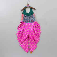 Pink Halterneck Dhoti Style Printed Jumpsuit