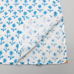 Light Blue Floral Printed Kurta And Pyjama