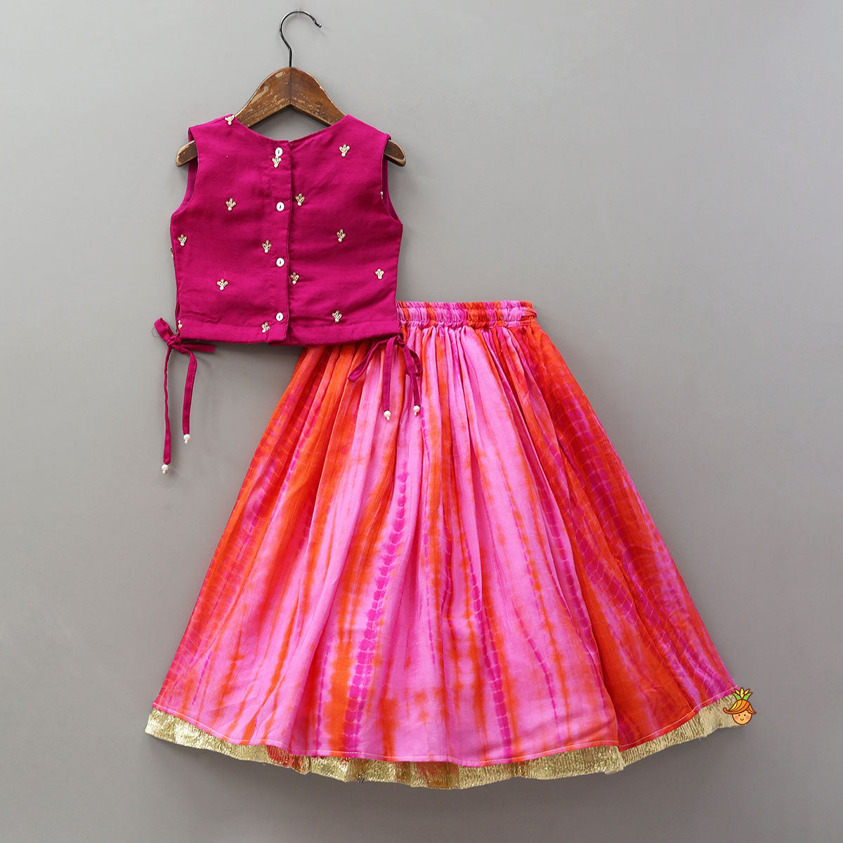 Sequin Work Top And Shibori Printed Lehenga