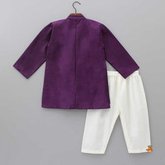 Pre Order: Kurta With Brocade Printed Attached Half Jacket And Pyjama