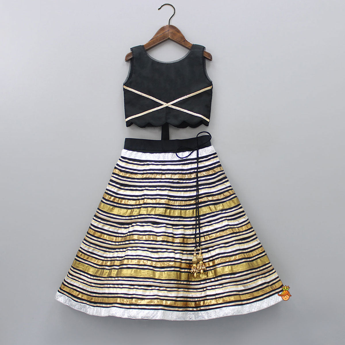 Black Top With Gorgeous Lace Work Lehenga