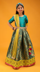Pre Order: Gorgeous Turquoise Green Brocade Anarkali And Dupatta