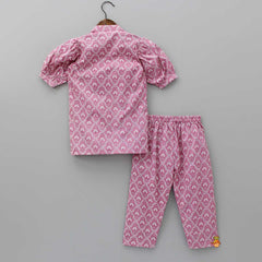 Pre Order: Floral Printed Pink Top And Pant