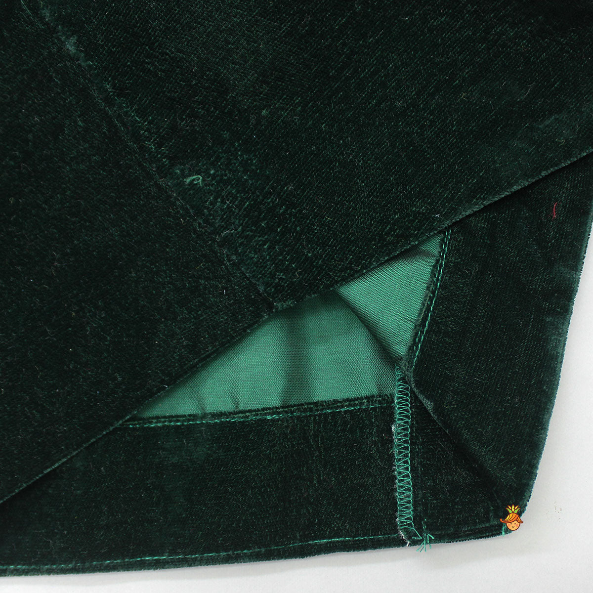 Green Velvet Jacket With Floral Printed Kurta And Churidar