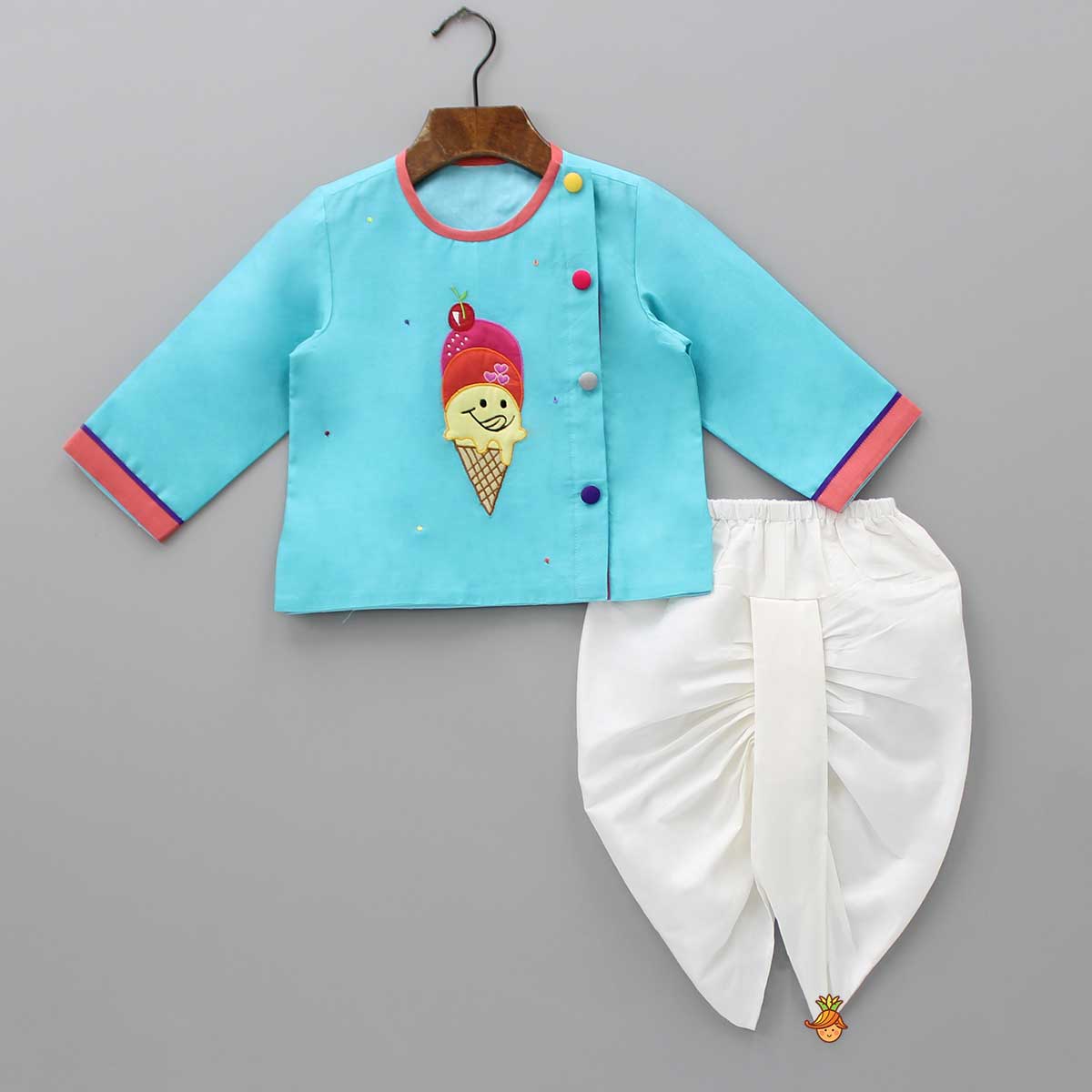 Cute Ice Cream Patch Work Top And Dhoti