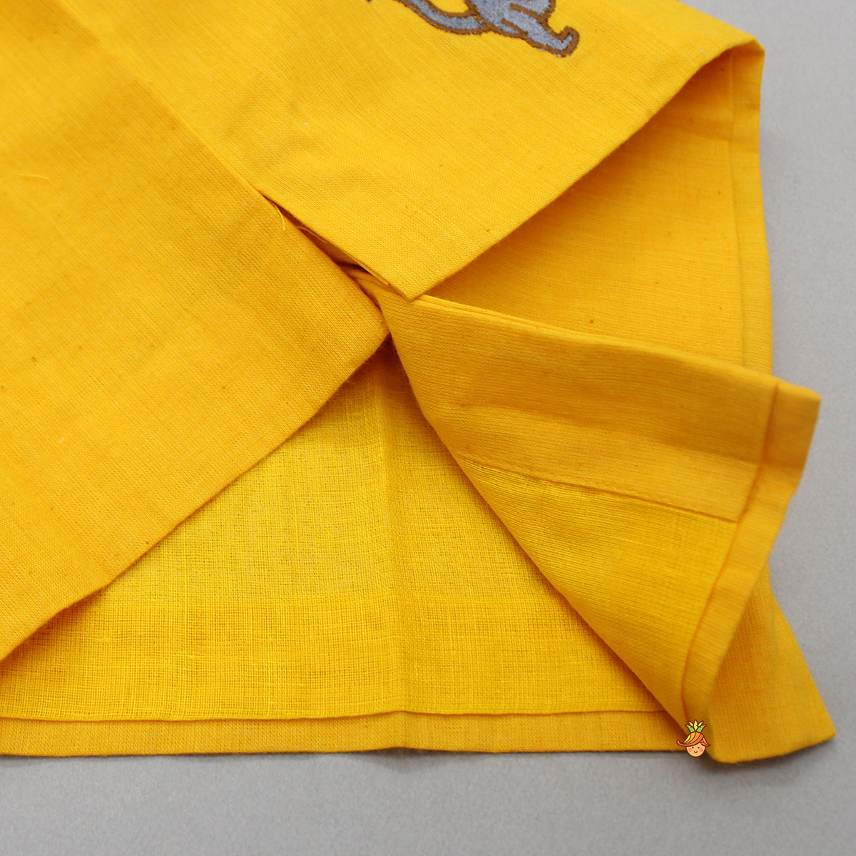 Cute Ganesh Thread Embroidered Yellow Jacket With Kurta And Dhoti