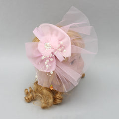 Elegant Pink Floral Stone And Pearl Work Hair Clip