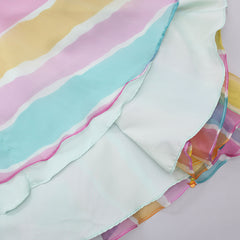 Pre Order: Pink Gota Lace Work Top With Colourful Leheriya Printed Lehenga