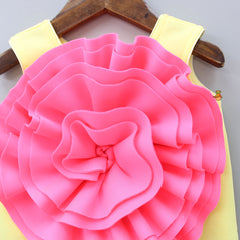 Pre Order: Neon Pink Swirl Flower Adorned Dress With Hair Clip