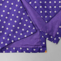 Pre Order: Purple Bandhani Printed Open Jacket And Kurta With Churidar