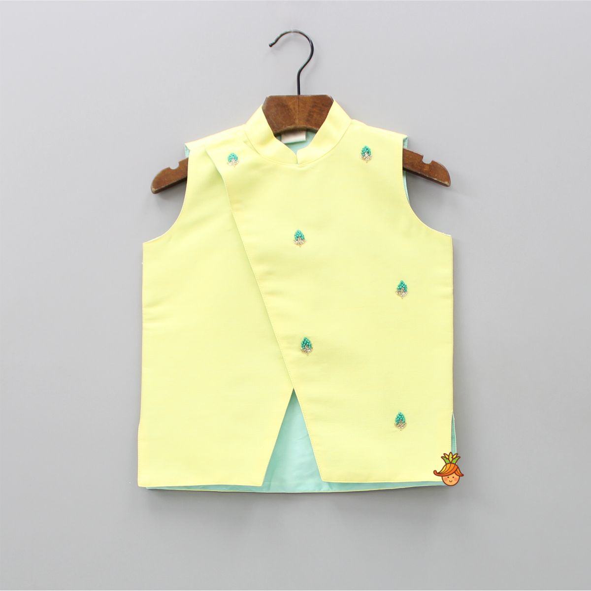 Pre Order: Flower Motifs Embroidered Yellow Jacket