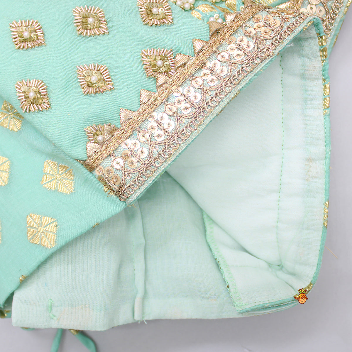 Floral Zari And Beads Work Top With Lehenga And Dupatta