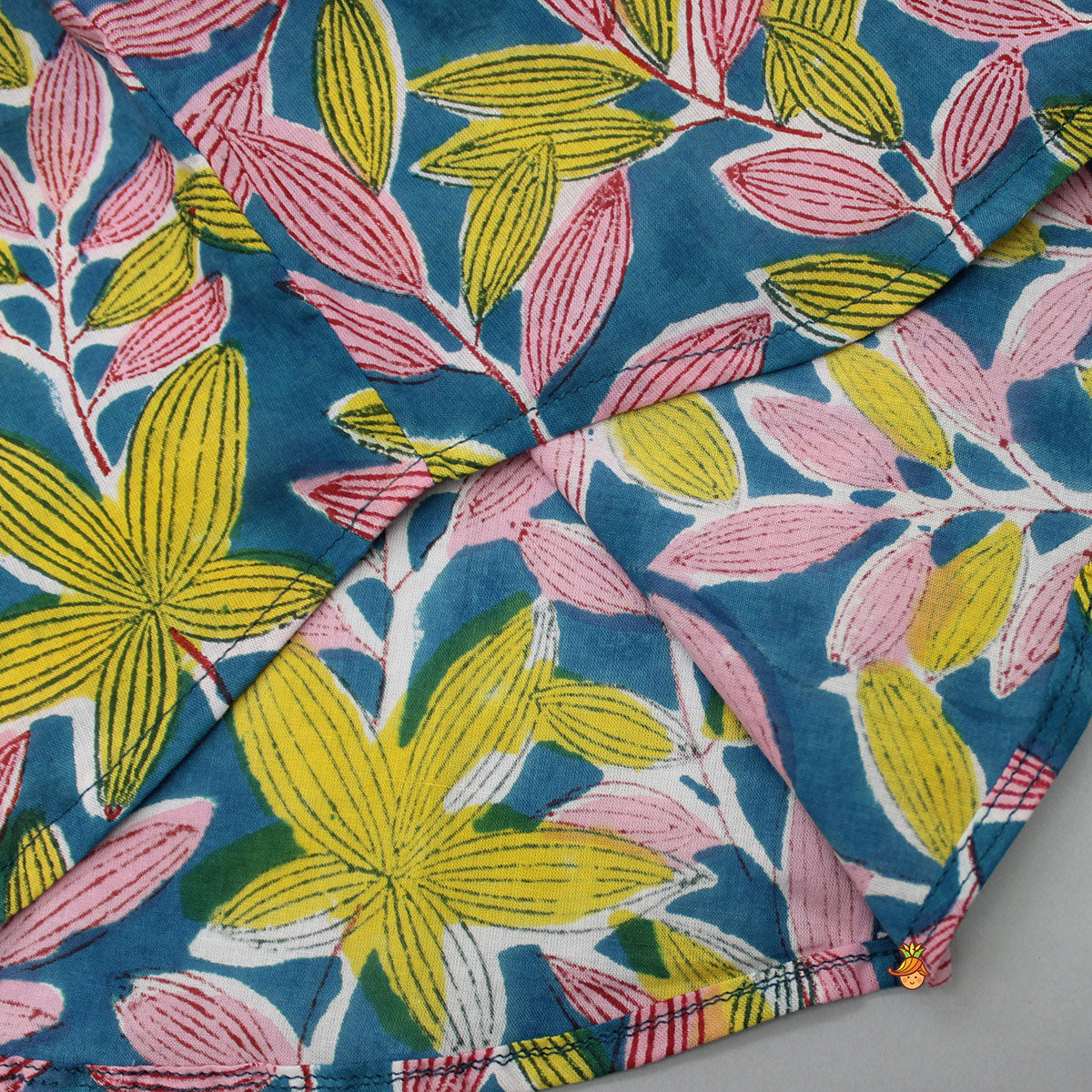 Tropical Leaves Printed Teal Blue Shirt