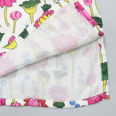 Pre Order: Lotus Flowers And Gota Lace Detailed Kurta With Pyjama