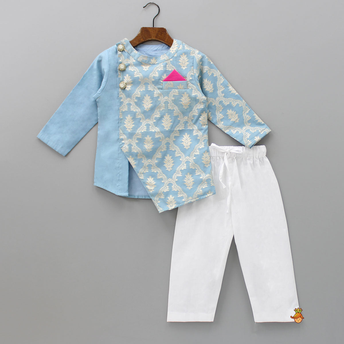Pre Order: Zari Brocade Embroidered Stylish Kurta And Pyjama