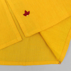 Pre Order: Thread Embroidered Yellow Kurta With Bandhani Printed Red Dhoti