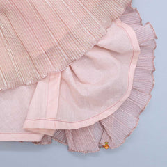 Shimmery And Ruffle Frilled Rose Flowers Adorned Dress