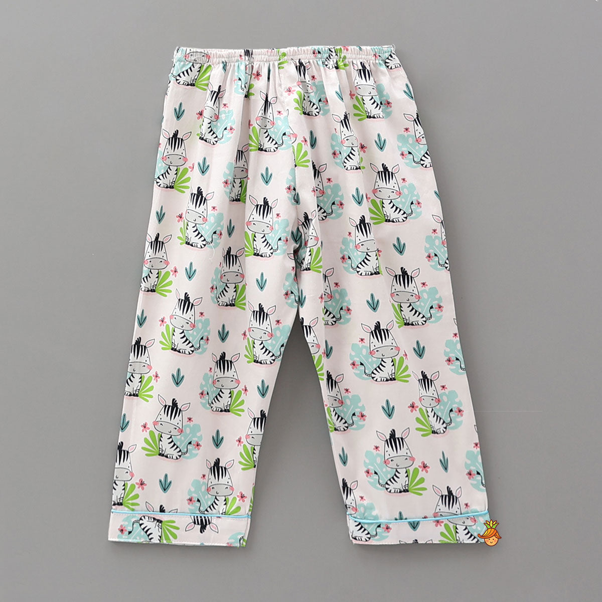Cute Baby Zebra Printed Sleepwear Set