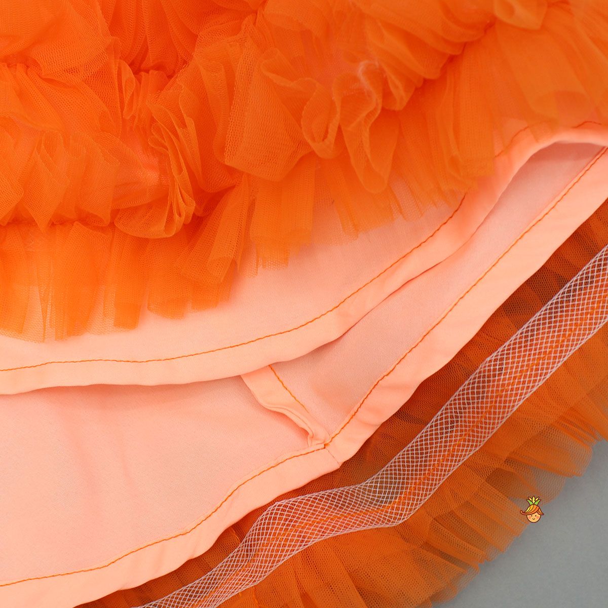 Swirl Frilled One Shoulder Orange Dress