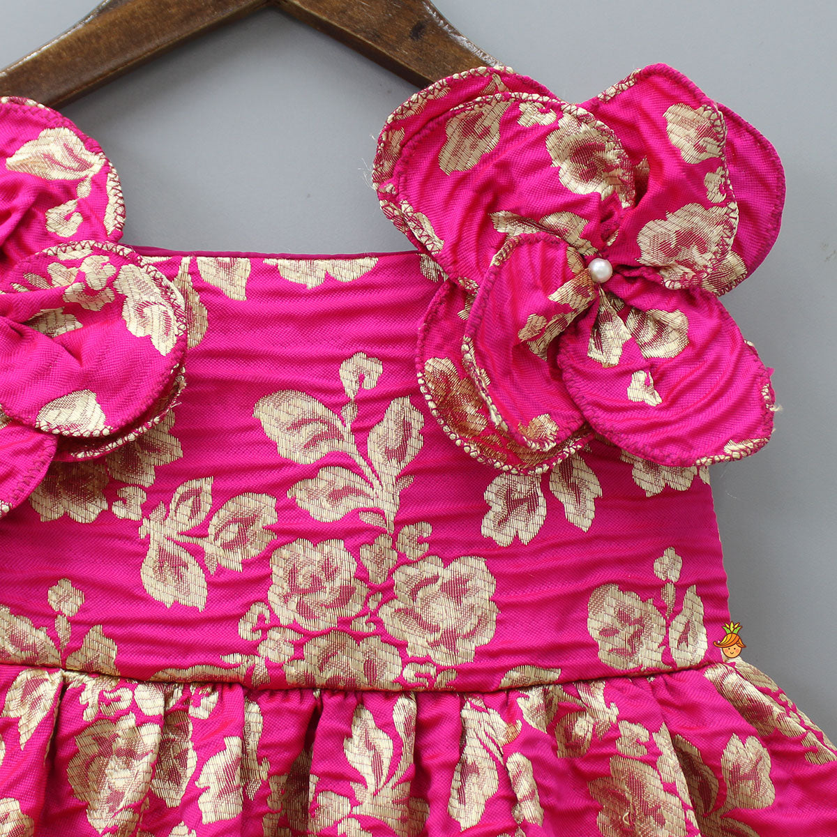 Floral Brocade Embroidered Pink Dress