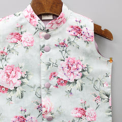 Pre Order: Thread And Sequins Embellished Floral Printed Ethnic Jacket