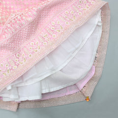 Pre Order: Sequins And Thread Embroidered Light Pink Top And Lehenga With Dupatta And Potli Bag