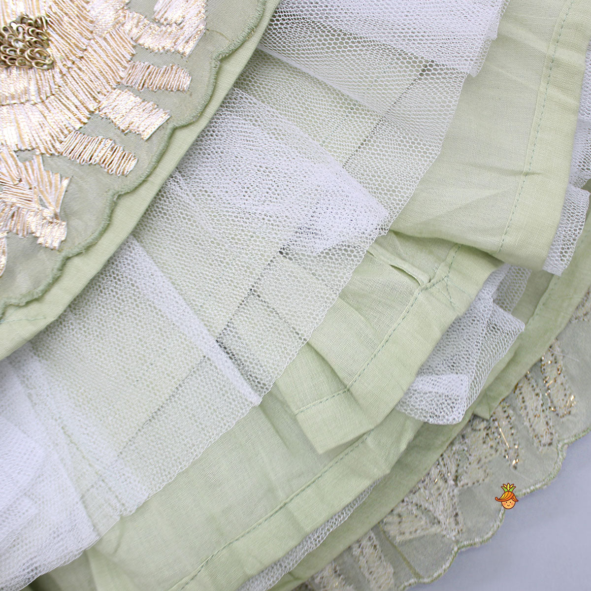Gota Lace Detailed Pastel Green Top With Lehenga