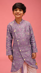 Pre Order: Sequin And Thread Work Lavender Kurta With Dhoti