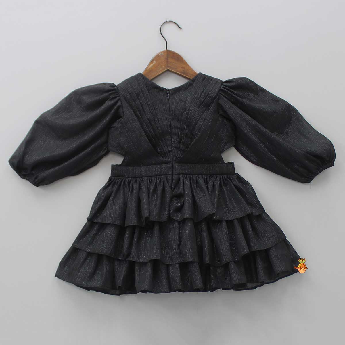 Black Shimmery And Layered Frilly Party Dress