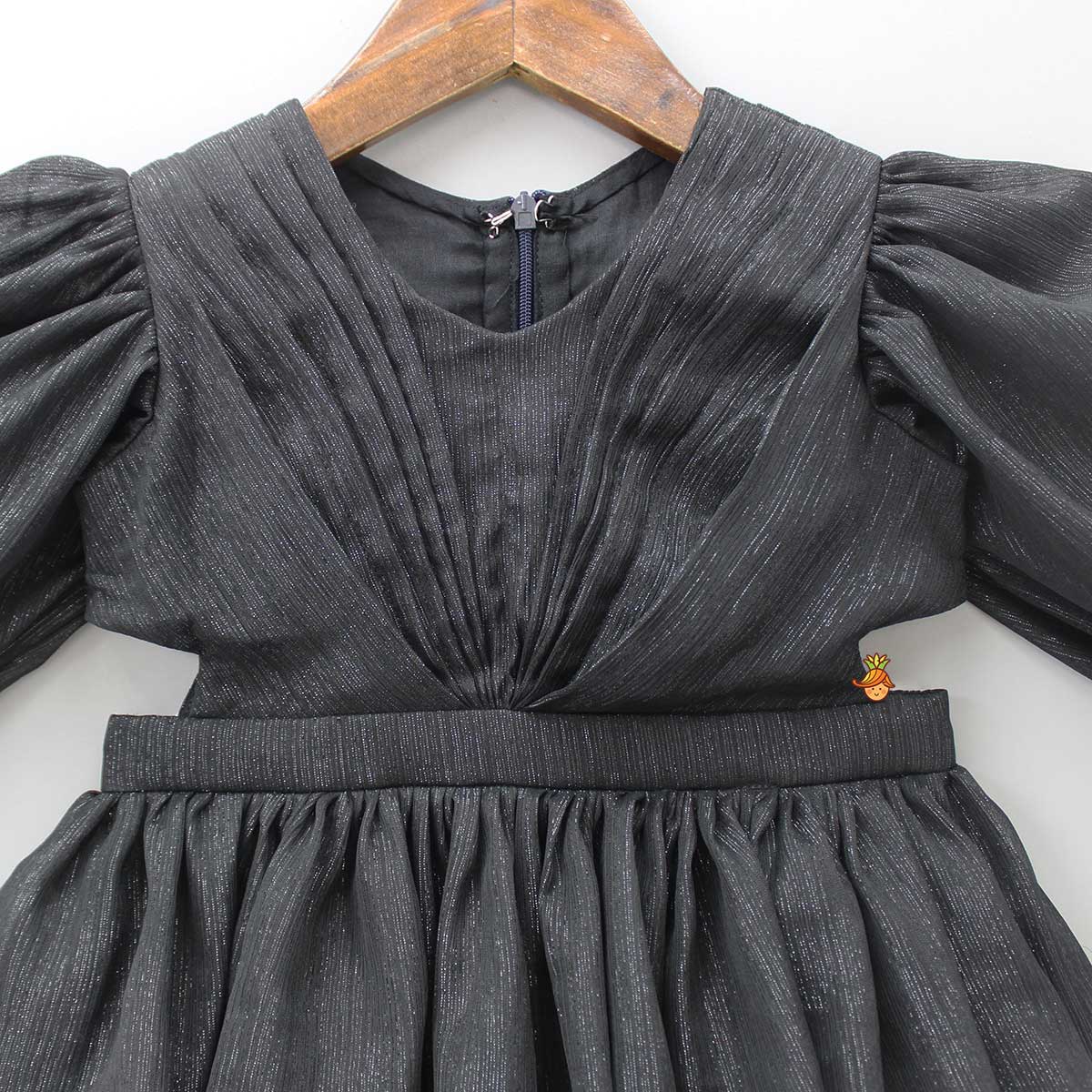 Black Shimmery And Layered Frilly Party Dress