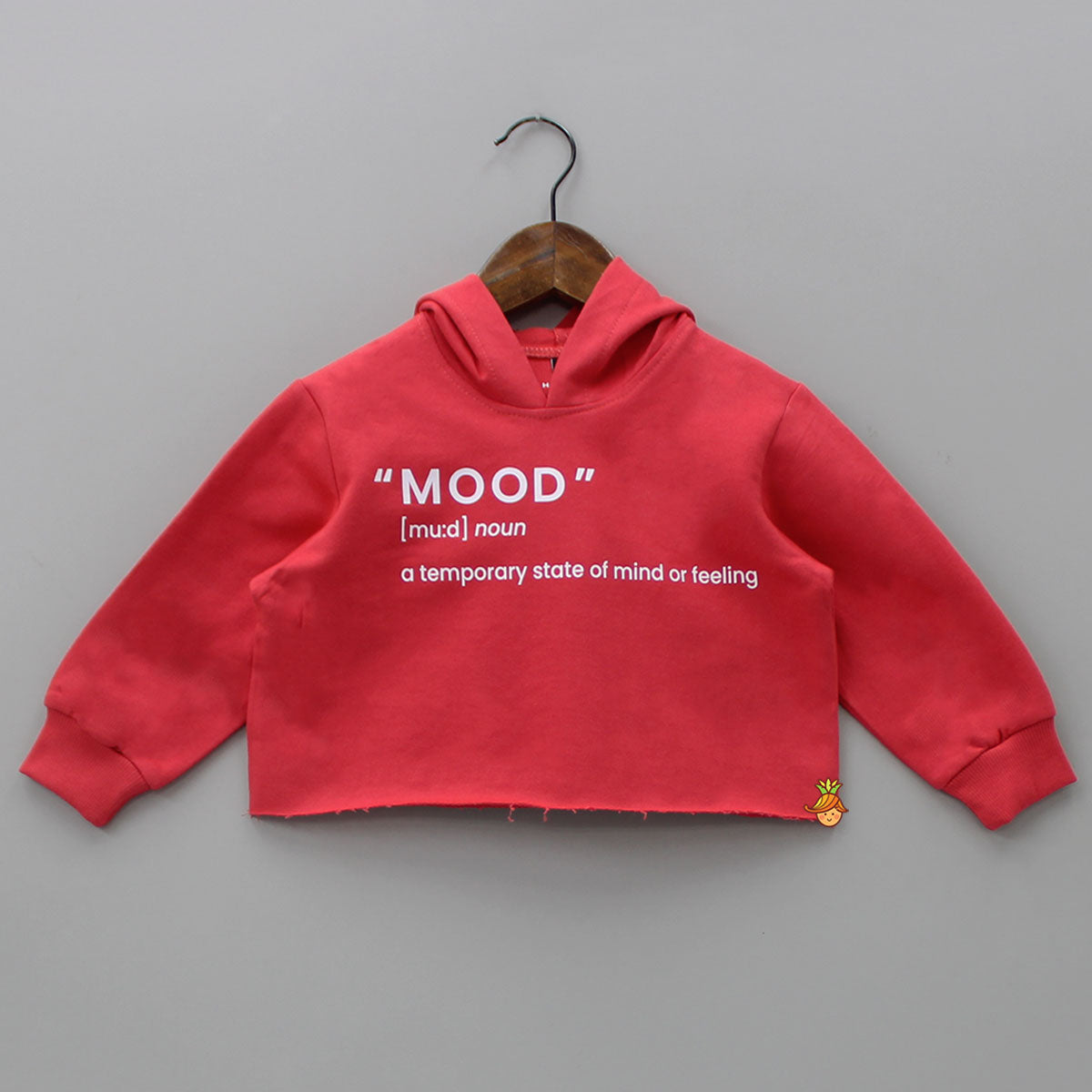 Mood Typographic Red Hoodie With Pocket Detail Flared Pant