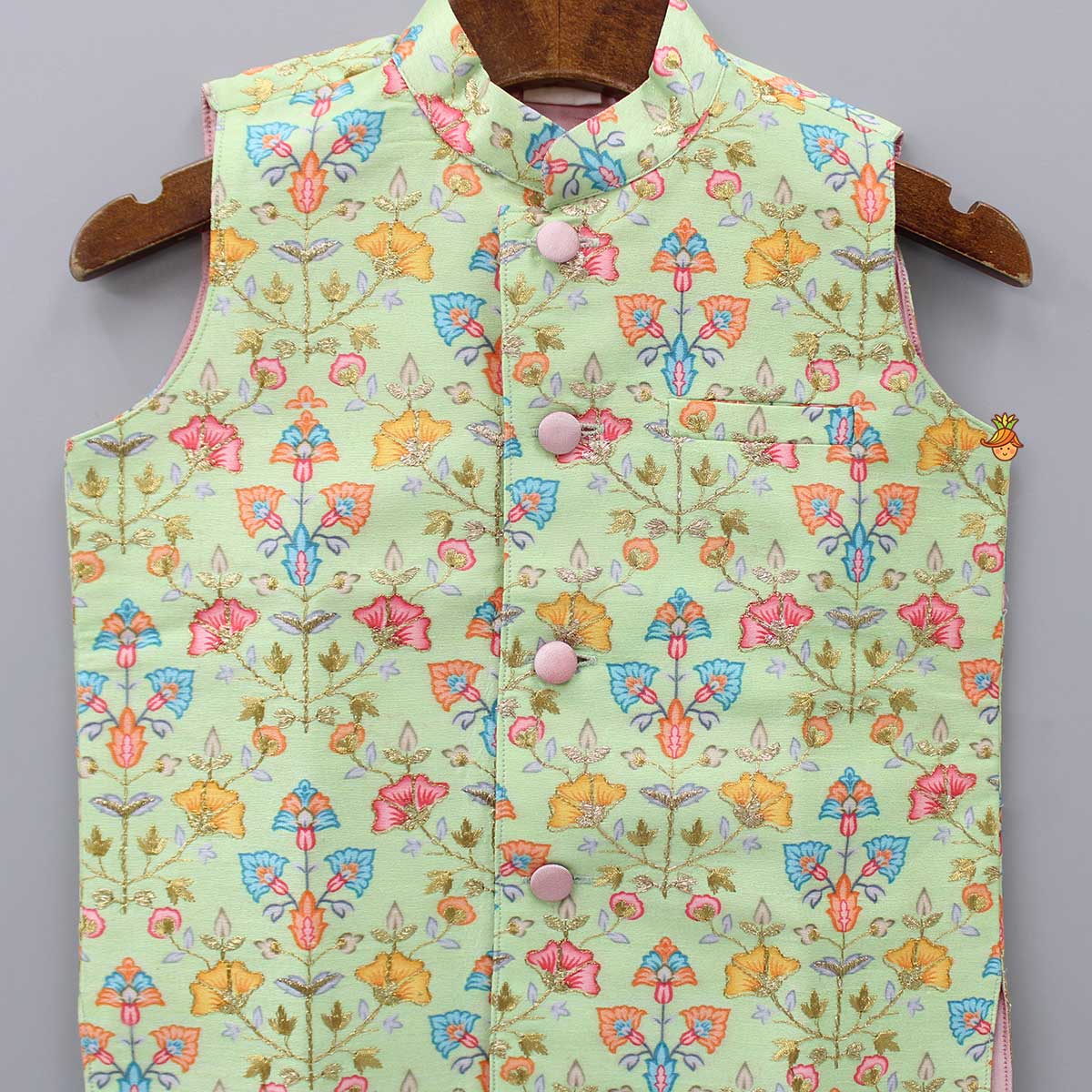 Pre Order: Zari Embroidered Printed Ethnic Jacket
