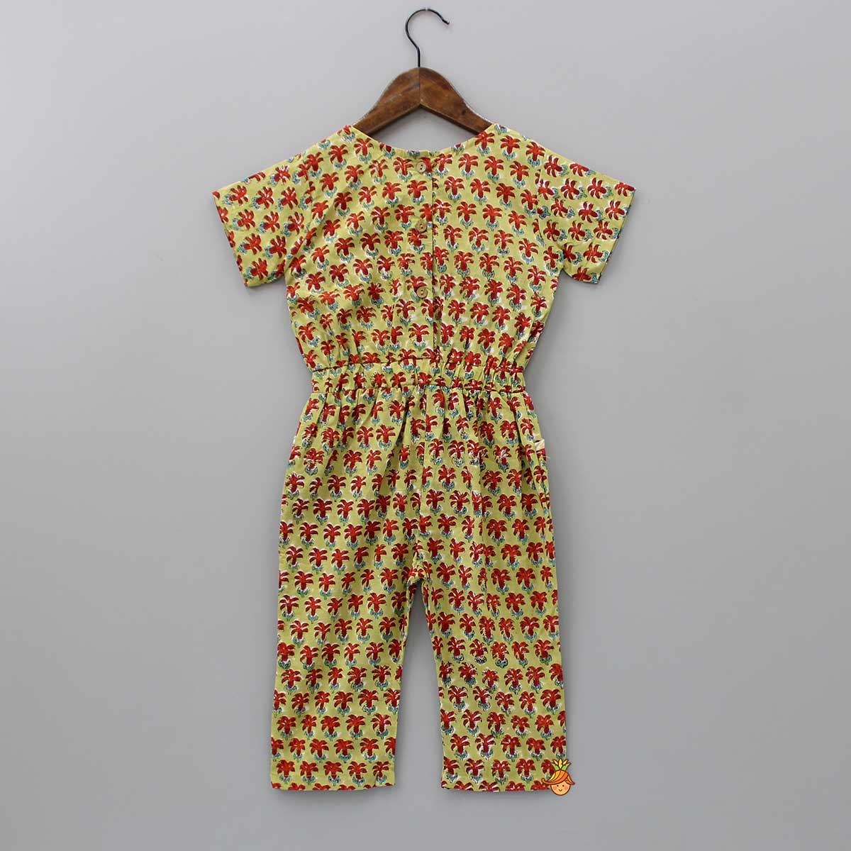 Pre Order: Hand Block Printed And Heart Patch Detailed Jumpsuit